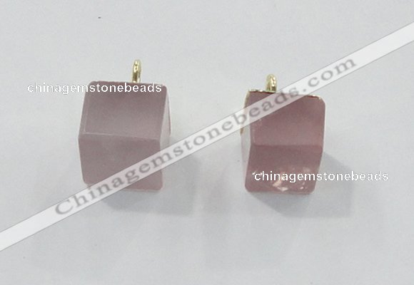 NGP2781 10*12mm - 12*14mm cube rose quartz gemstone pendants