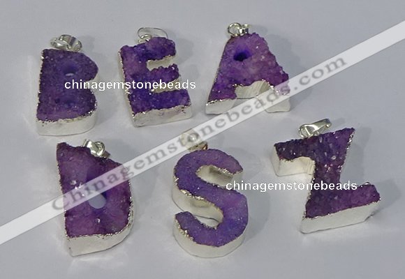 NGP3079 20*25mm - 25*30mm letter druzy agate pendants wholesale