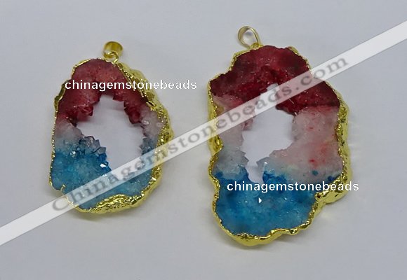 NGP3092 30*45mm – 40*60mm freeform druzy agate pendants