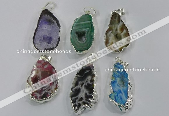 NGP3105 25*40mm - 30*50mm freeform druzy agate gemstone pendants