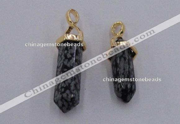 NGP5046 8*30mm sticks snowflake obsidian pendants wholesale