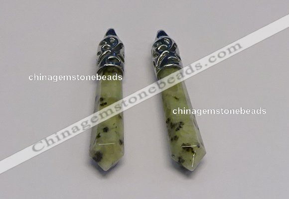 NGP5419 10*65mm sticks kiwi jasper pendants wholesale