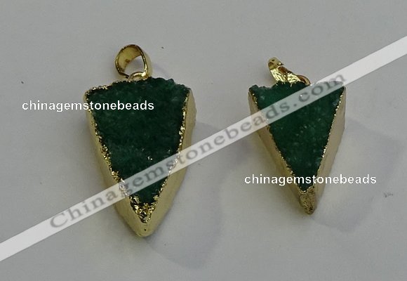 NGP6070 20*25mm - 25*35mm triangle druzy quartz pendants