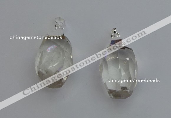 NGP6292 18*30mm - 22*35mm faceted nuggets white crystal pendants