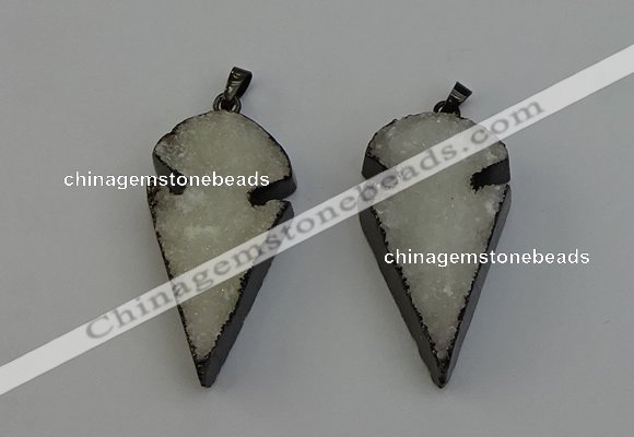 NGP6396 20*40mm - 25*45mm arrowhead druzy agate pendants