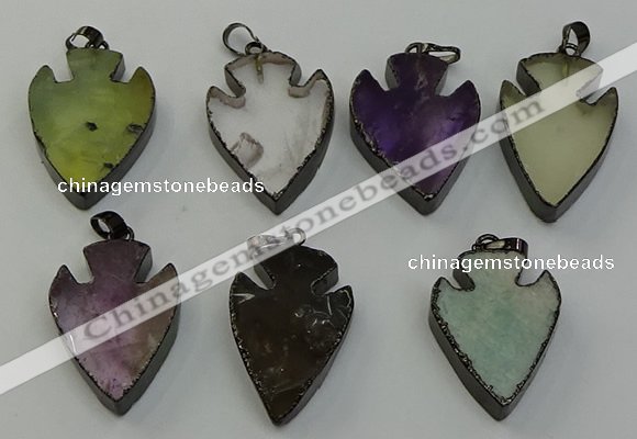 NGP6468 22*28mm - 25*35mm arrowhead mixed gemstone pendants