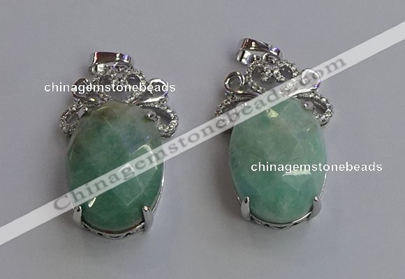 NGP6636 18*25mm faceted oval amazonite gemstone pendants