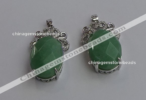 NGP6638 18*25mm faceted oval green aventurine gemstone pendants