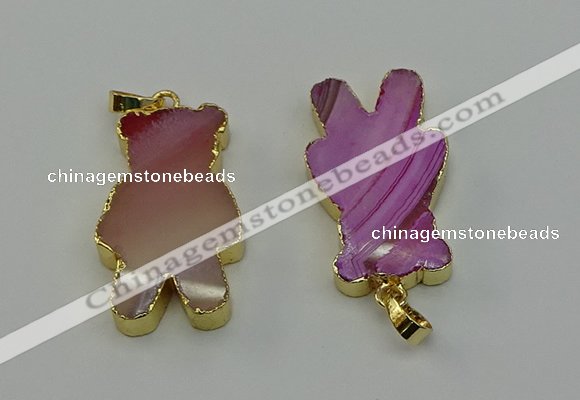 NGP6662 22*38mm Animal or V-shaped agate gemstone pendants