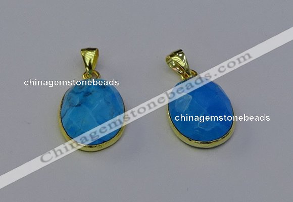 NGP6951 15*20mm faceted oval white howlite turquoise pendants