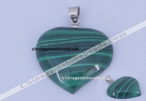 NGP729 25*25mm heart natural malachite with 18KGP gemstone pendant