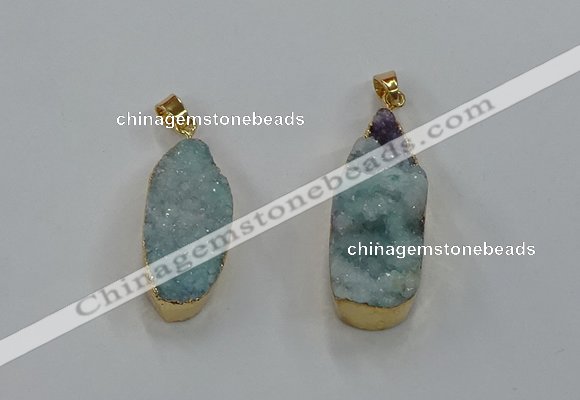 NGP8506 15*33mm - 17*40mm flat teardrop druzy agate pendants