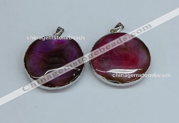 NGP8700 38mm - 40mm flat round agate pendants wholesale