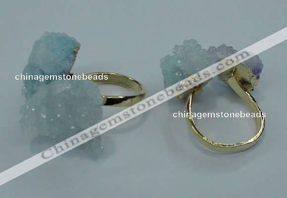 NGR12 15*20mm - 20*25mm nuggets plated druzy quartz rings