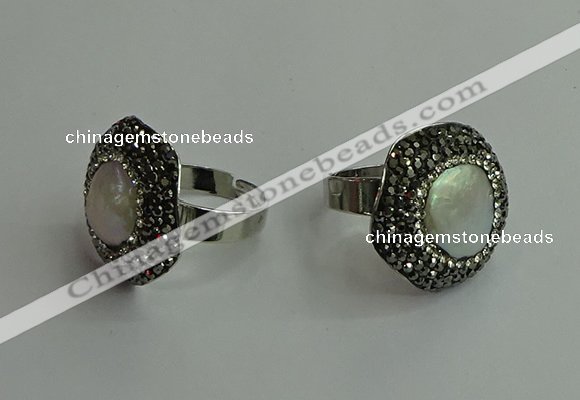 NGR2001 25*25mm flower pearl rings wholesale