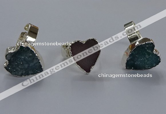 NGR333 13*18mm - 15*20mm heart druzy agate gemstone rings