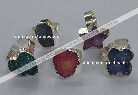 NGR335 10*14mm - 18*20mm freeform druzy agate gemstone rings