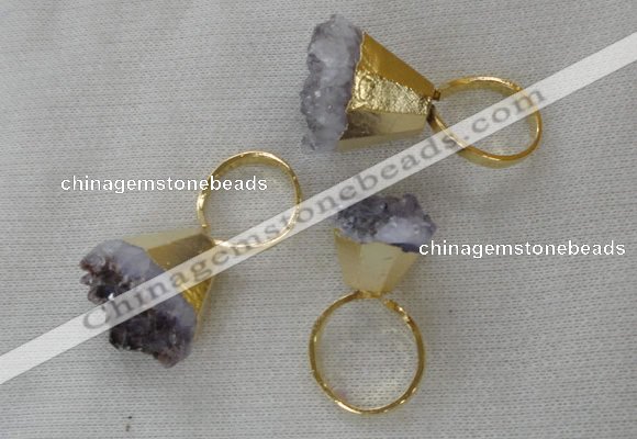 NGR83 20*22mm - 25*25mm nuggets amethyst gemstone rings