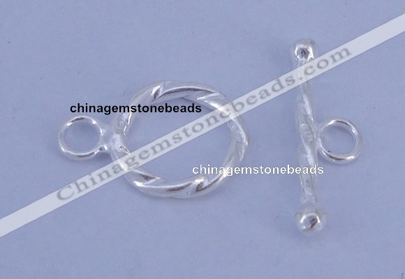 SSC23 5pcs 11mm donut 925 sterling silver toggle clasps