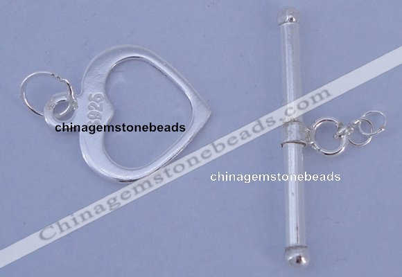 SSC29 5pcs 14*16mm heart 925 sterling silver toggle clasps